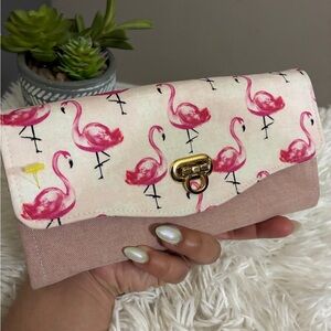 Handmade Flamingo Print Clutch Wallet 💓